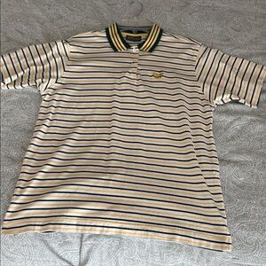 Masters Collection Striped Yellow and Green golf  Polo with Green-Yellow Collar